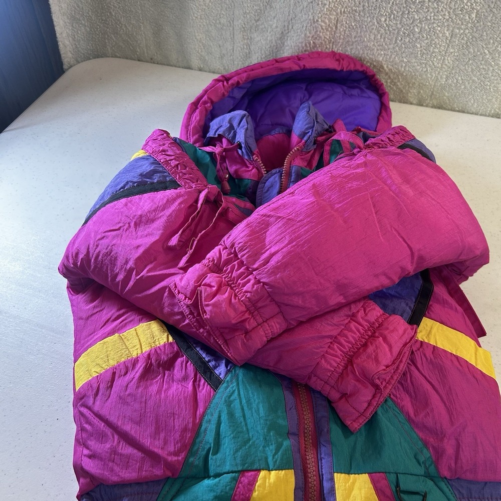 Fun Club Kids Vintage 90s Multi-Colored Color Block Puffer Coat Size 6 - Picture 2 of 6